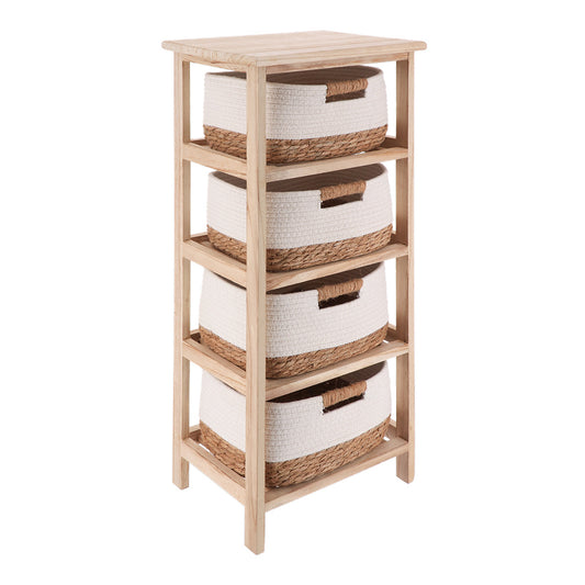 Wood Cabinet With 4 Seagrass And Cotton Baskets