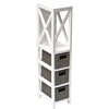 Slim MDF White Furniture - 1 Shelf And 3 Waved Paper Baskets - White/Grey Baskets