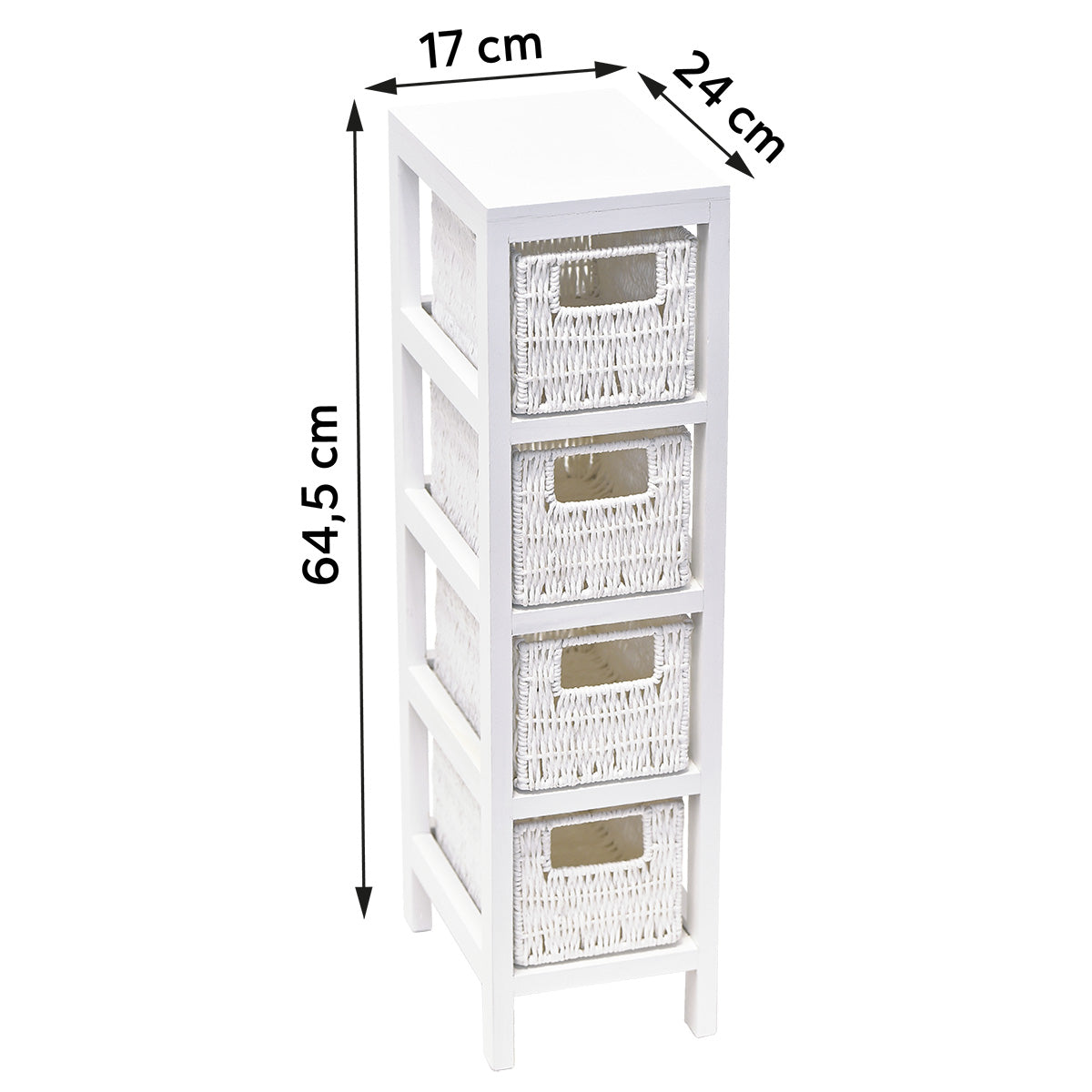 Slim White Furniture with 4 baskets