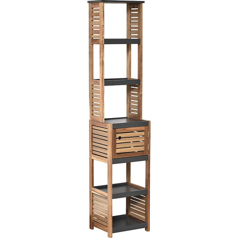 Bamboo Shelves With 2 Polyester Storage Baskets - Natural