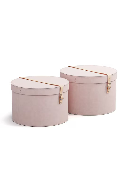 Rut Round Storage Boxes with Strap- Set of 2-Rose - The Organised Store