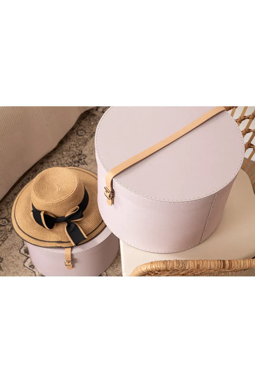 Rut Round Storage Boxes with Strap- Set of 2-Rose - The Organised Store