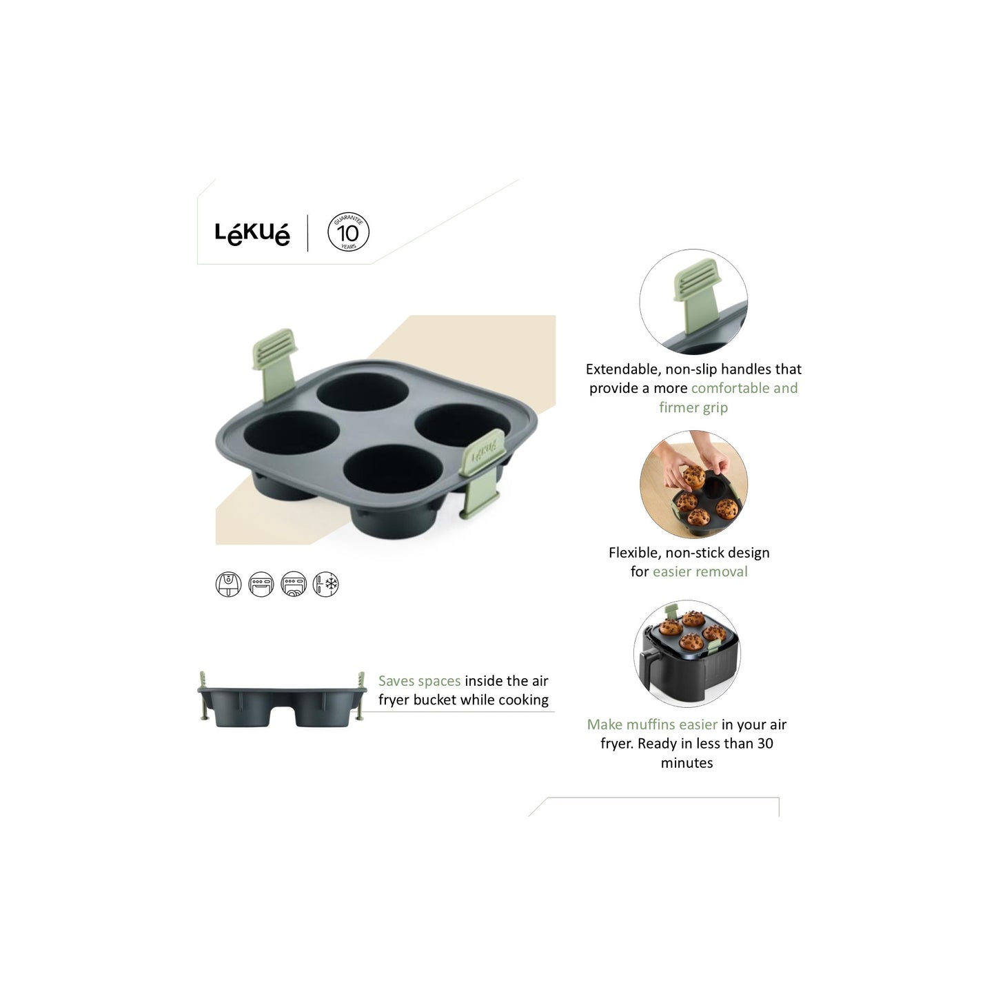 Air Fryer Muffins Mould, 4 hole