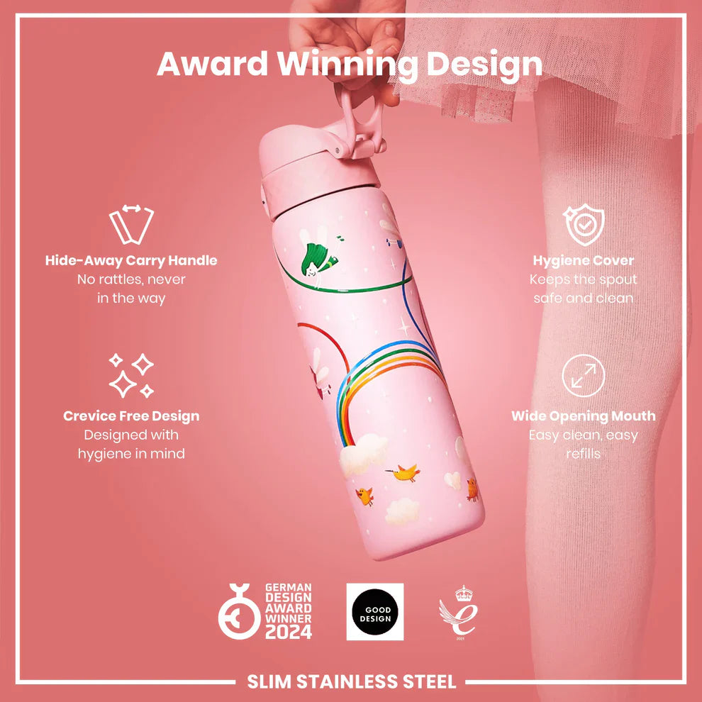 Ion8 Slim Stainless Steel Water Bottle Fairy-600ml