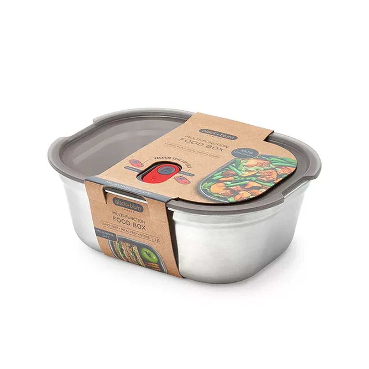 B+B Steel Lunch Box - Grey/Red - Various Sizes