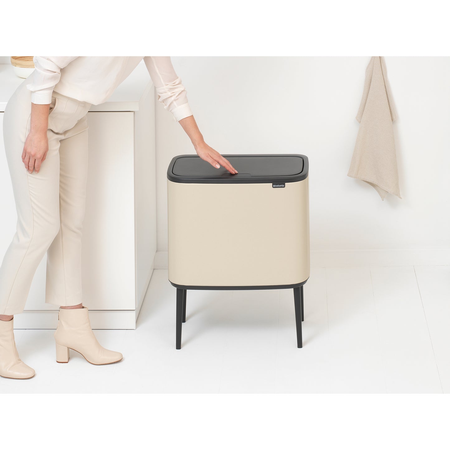 Bo Touch Bin- 11 + 23L- Soft Beige - The Organised Store