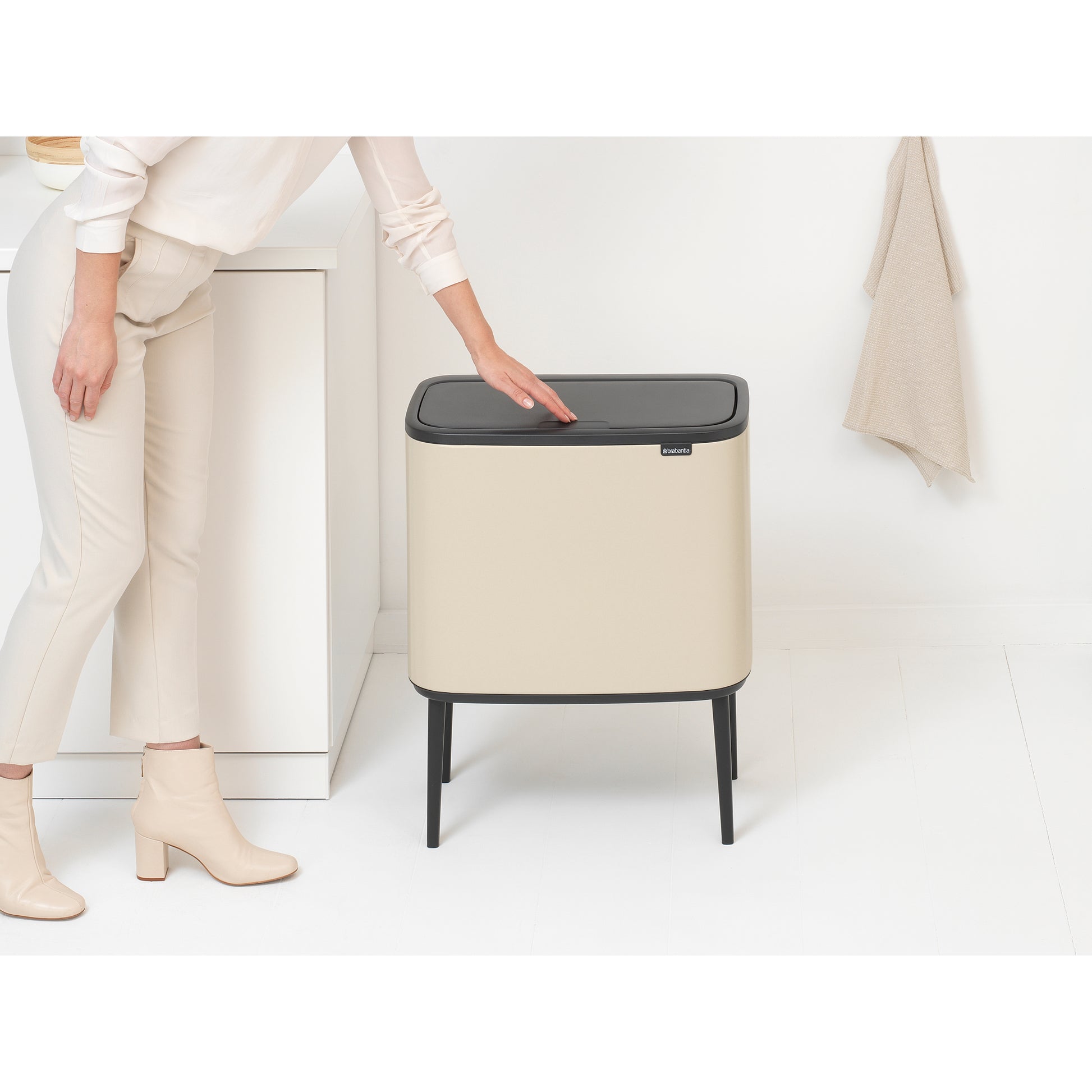 Bo Touch Bin- 11 + 23L- Soft Beige - The Organised Store