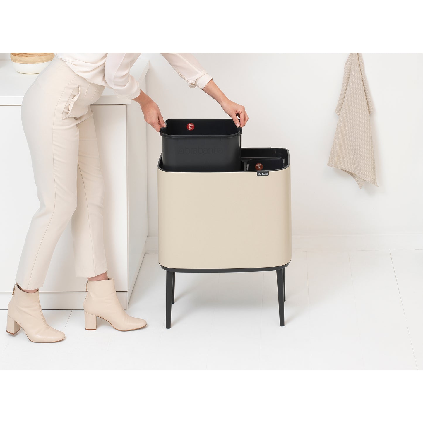 Bo Touch Bin- 11 + 23L- Soft Beige - The Organised Store