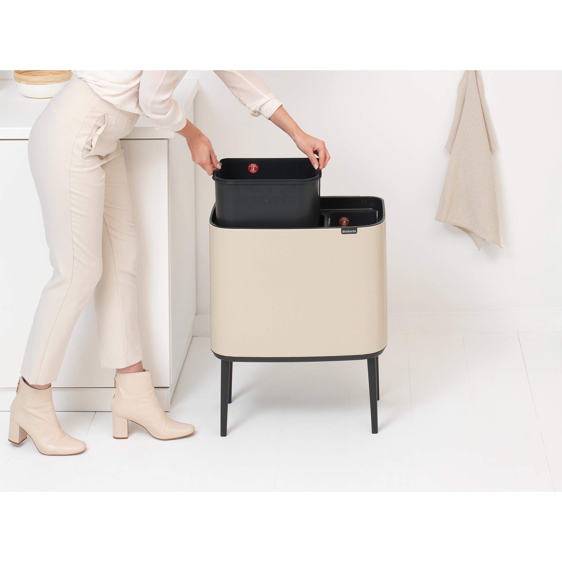 Bo Touch Bin- 11 + 23L- Soft Beige - The Organised Store