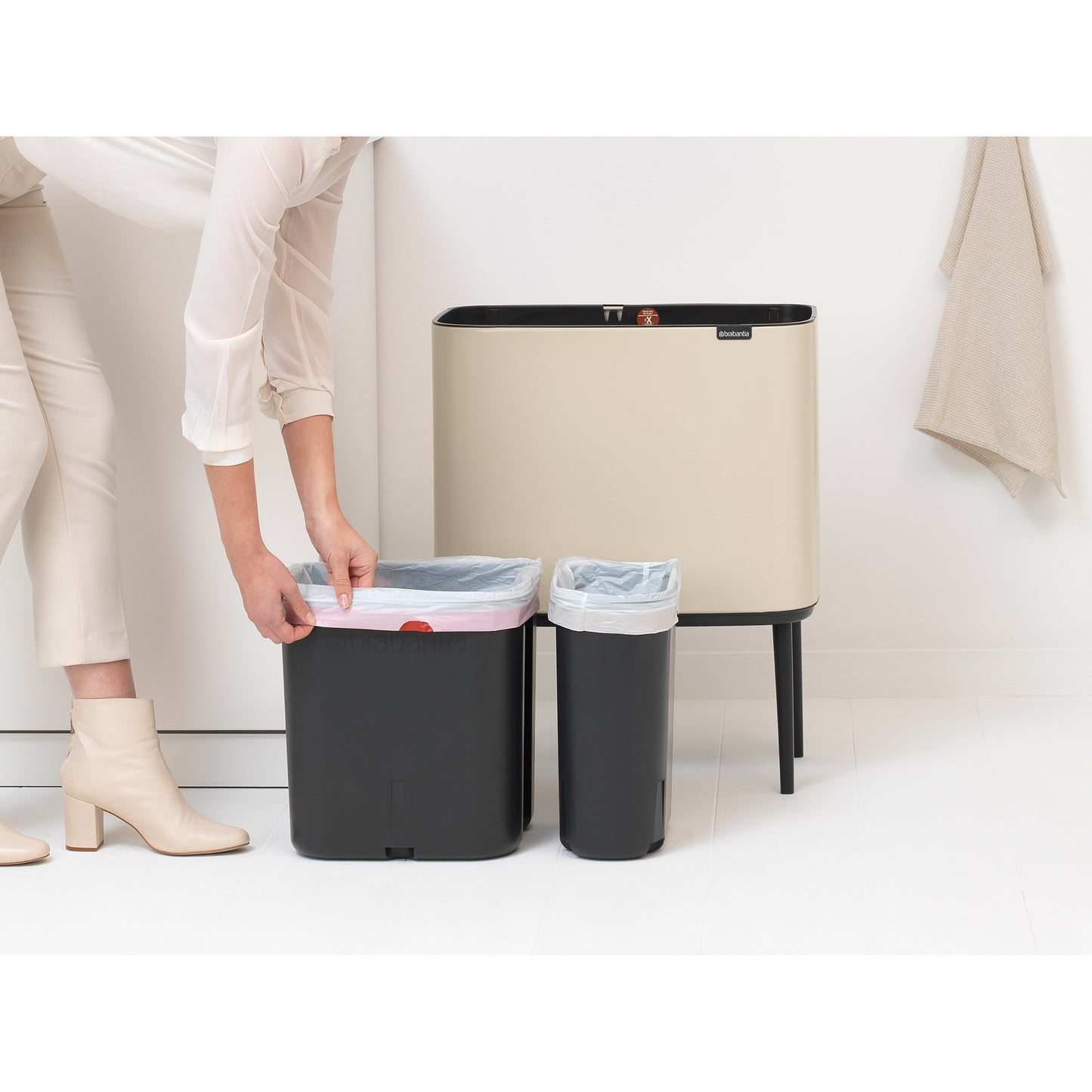 Bo Touch Bin- 11 + 23L- Soft Beige - The Organised Store