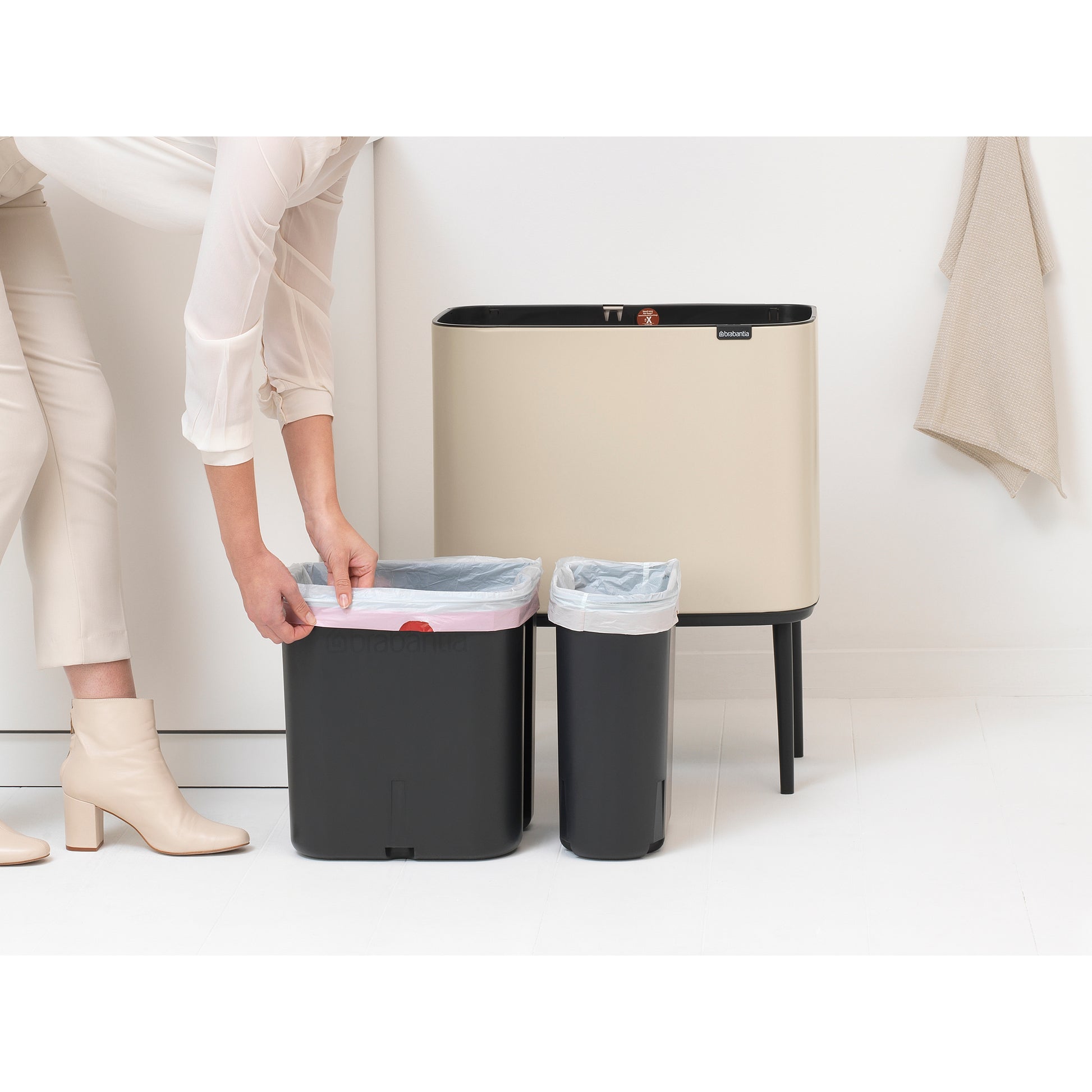 Bo Touch Bin- 11 + 23L- Soft Beige - The Organised Store