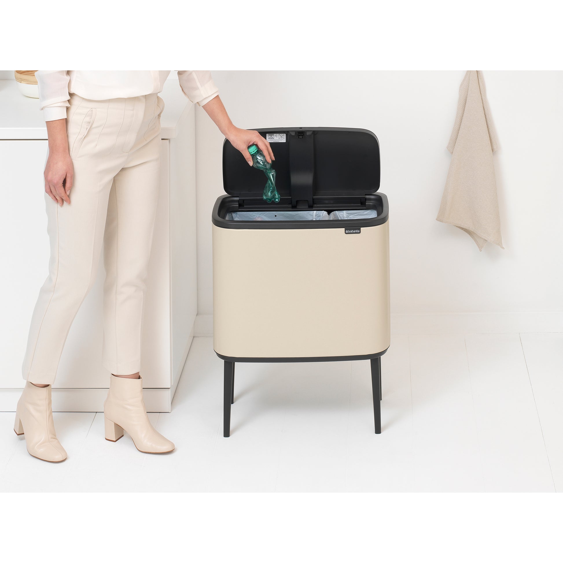 Bo Touch Bin- 11 + 23L- Soft Beige - The Organised Store