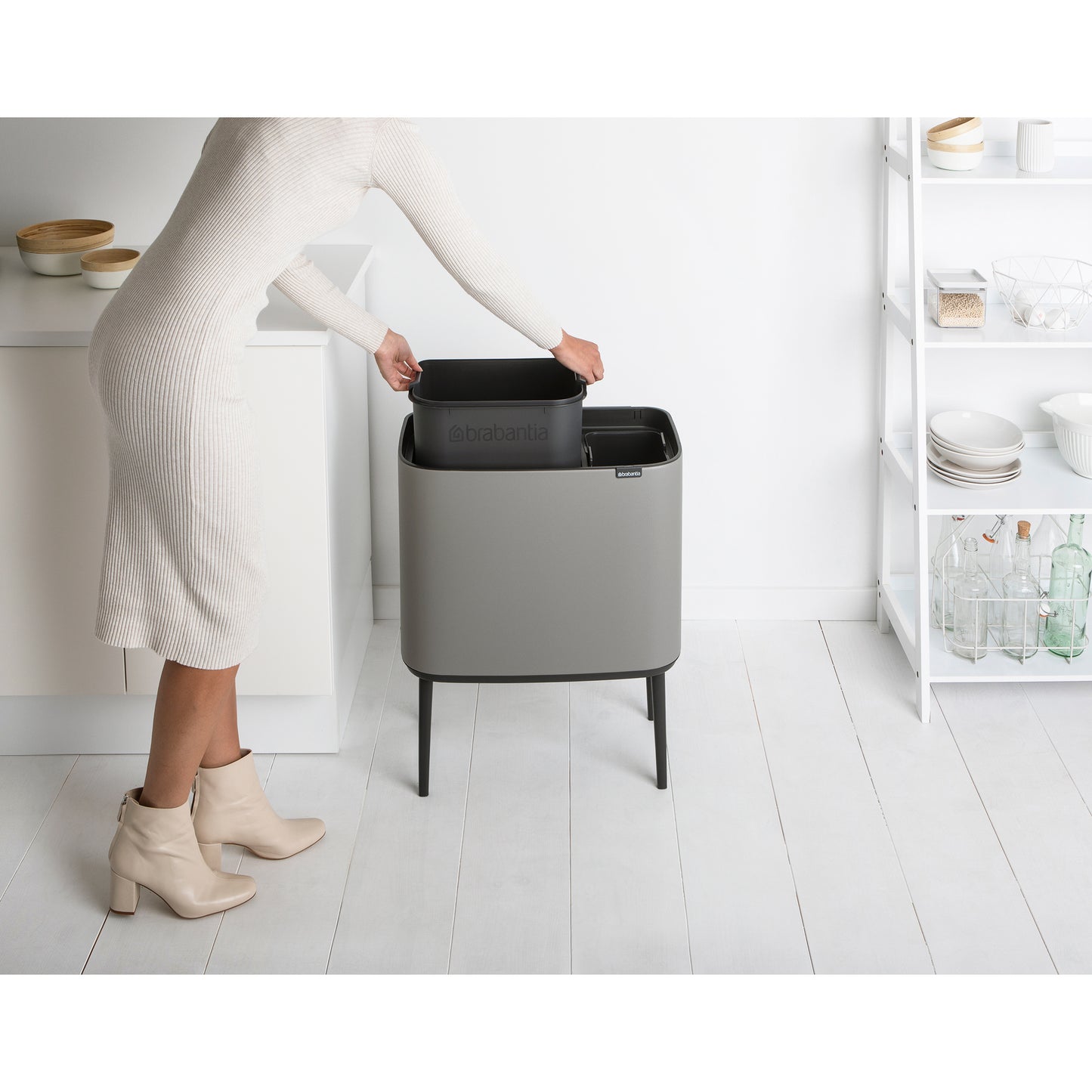 Bo Touch Bin-11 + 23 litre - Mineral Concrete Grey - The Organised Store