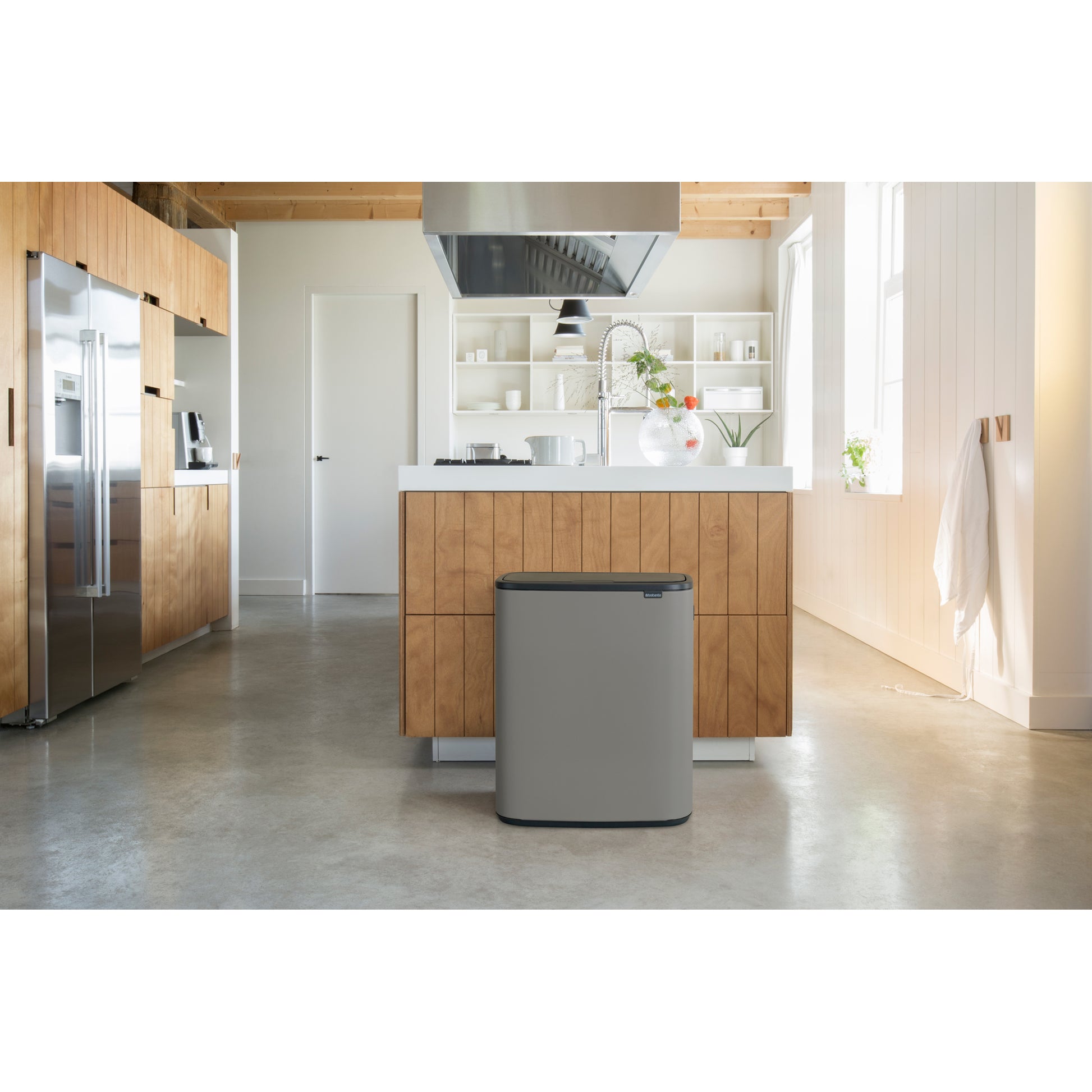Bo Touch Bin 2 x 30L- Mineral Concrete Grey - The Organised Store