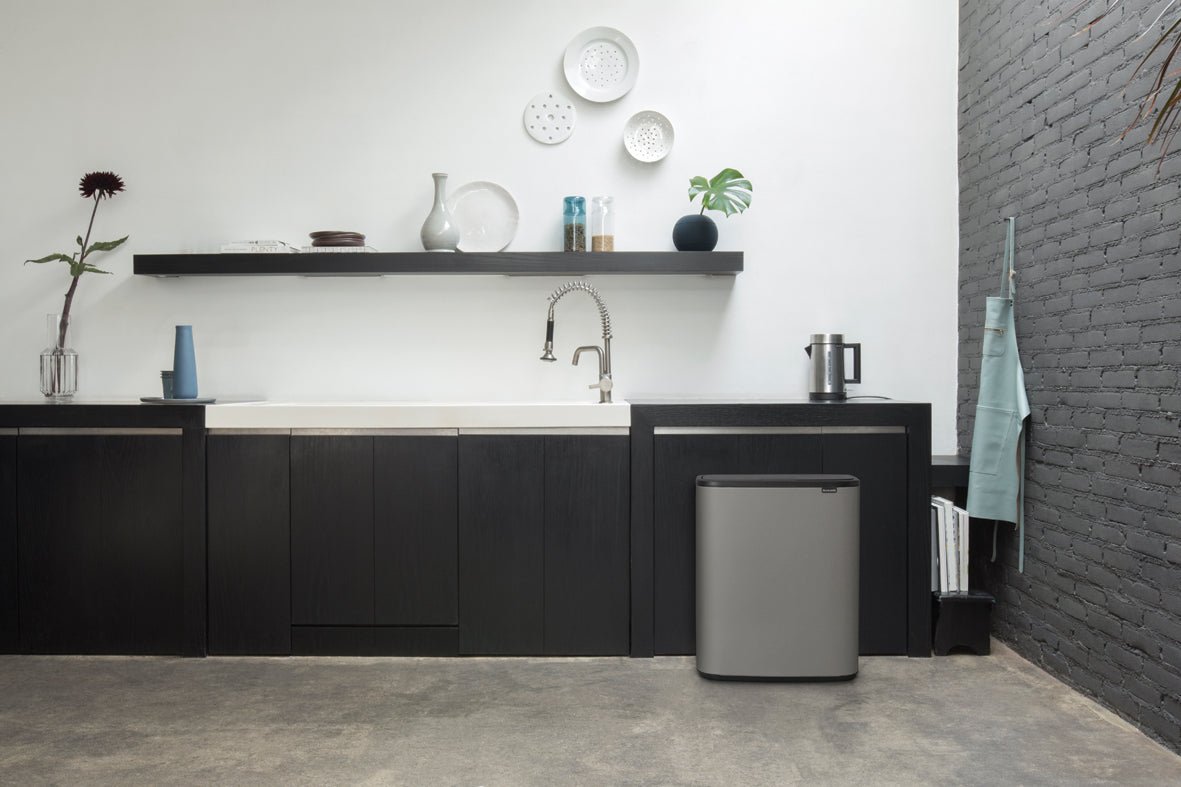 Bo Touch Bin 2 x 30L- Mineral Concrete Grey - The Organised Store