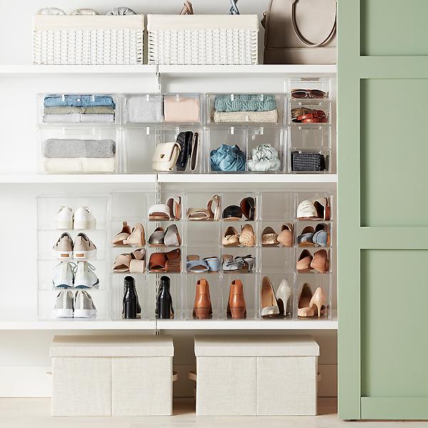 Clear stackable outlet shoe drawer