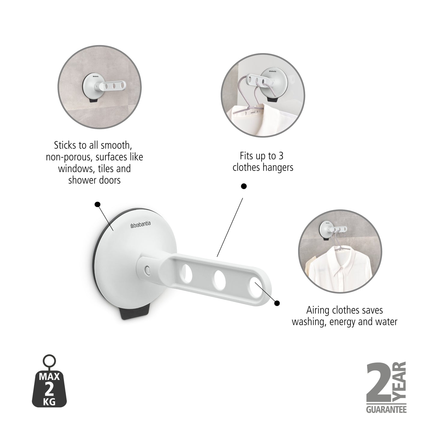 Clothes Hook With Suction Cup, Light Grey