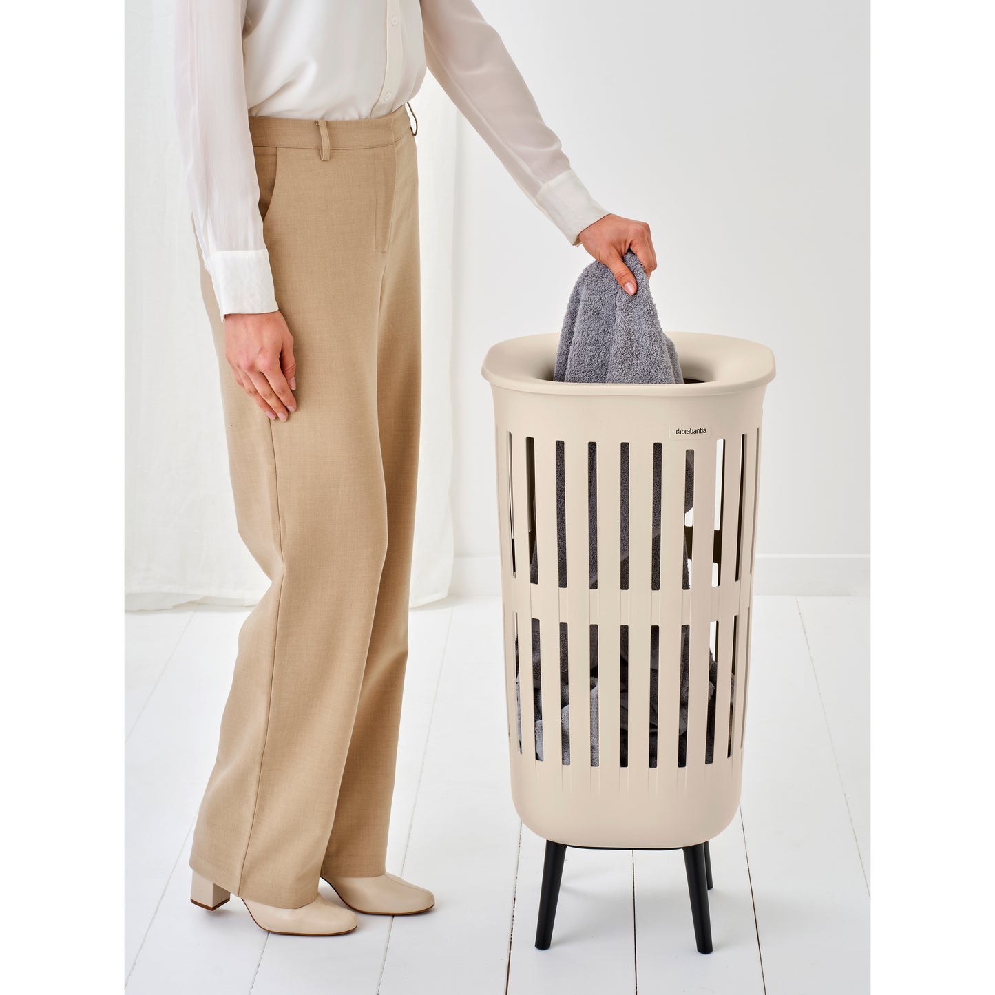 Collect-It Laundry Basket Hi 55L - Soft Beige - The Organised Store