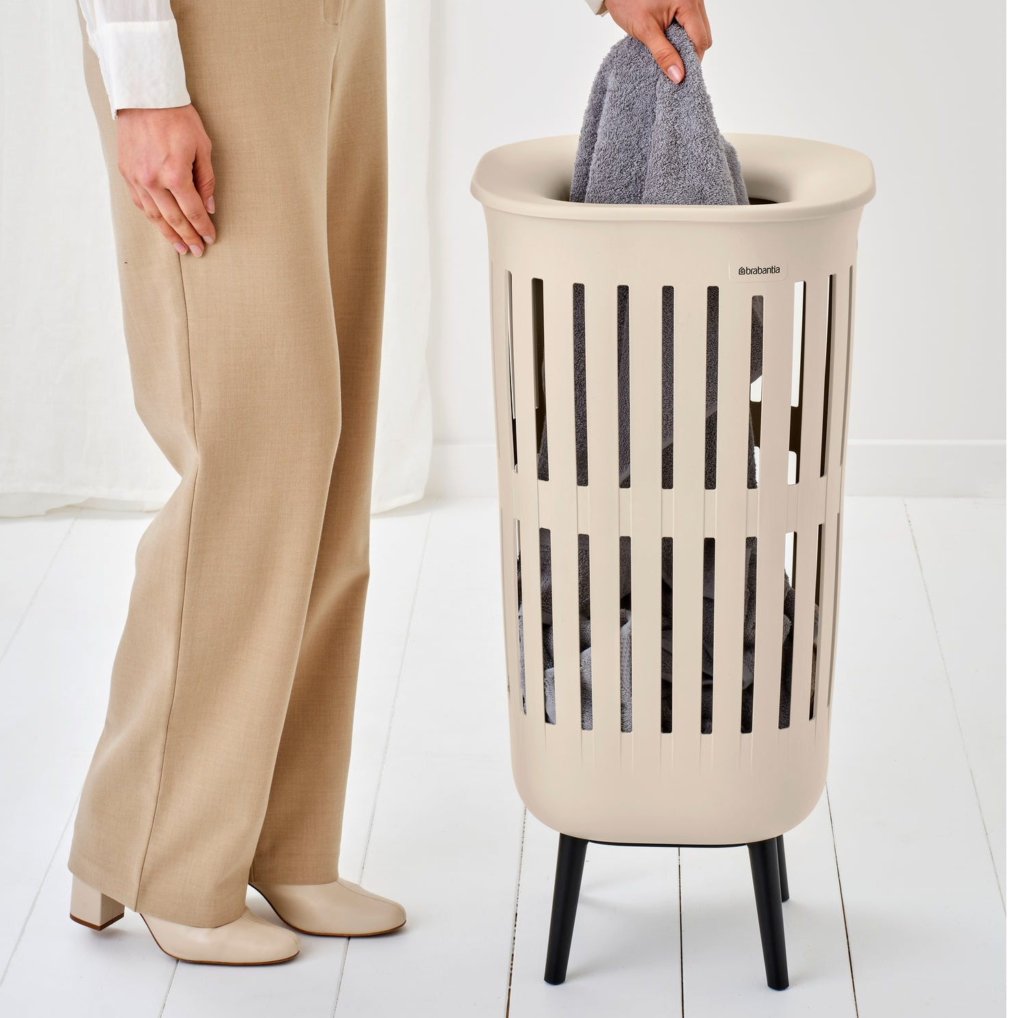 Collect-It Laundry Basket Hi 55L - Soft Beige - The Organised Store