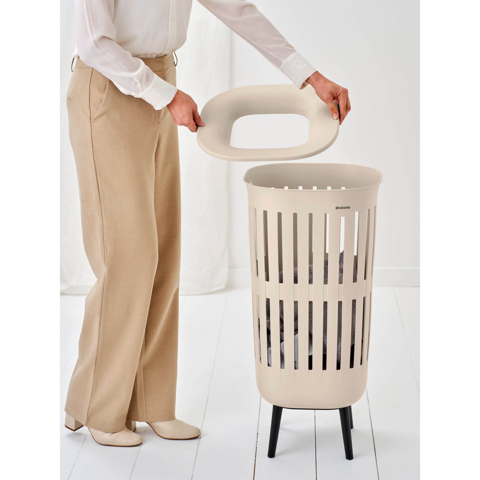 Collect-It Laundry Basket Hi 55L - Soft Beige - The Organised Store