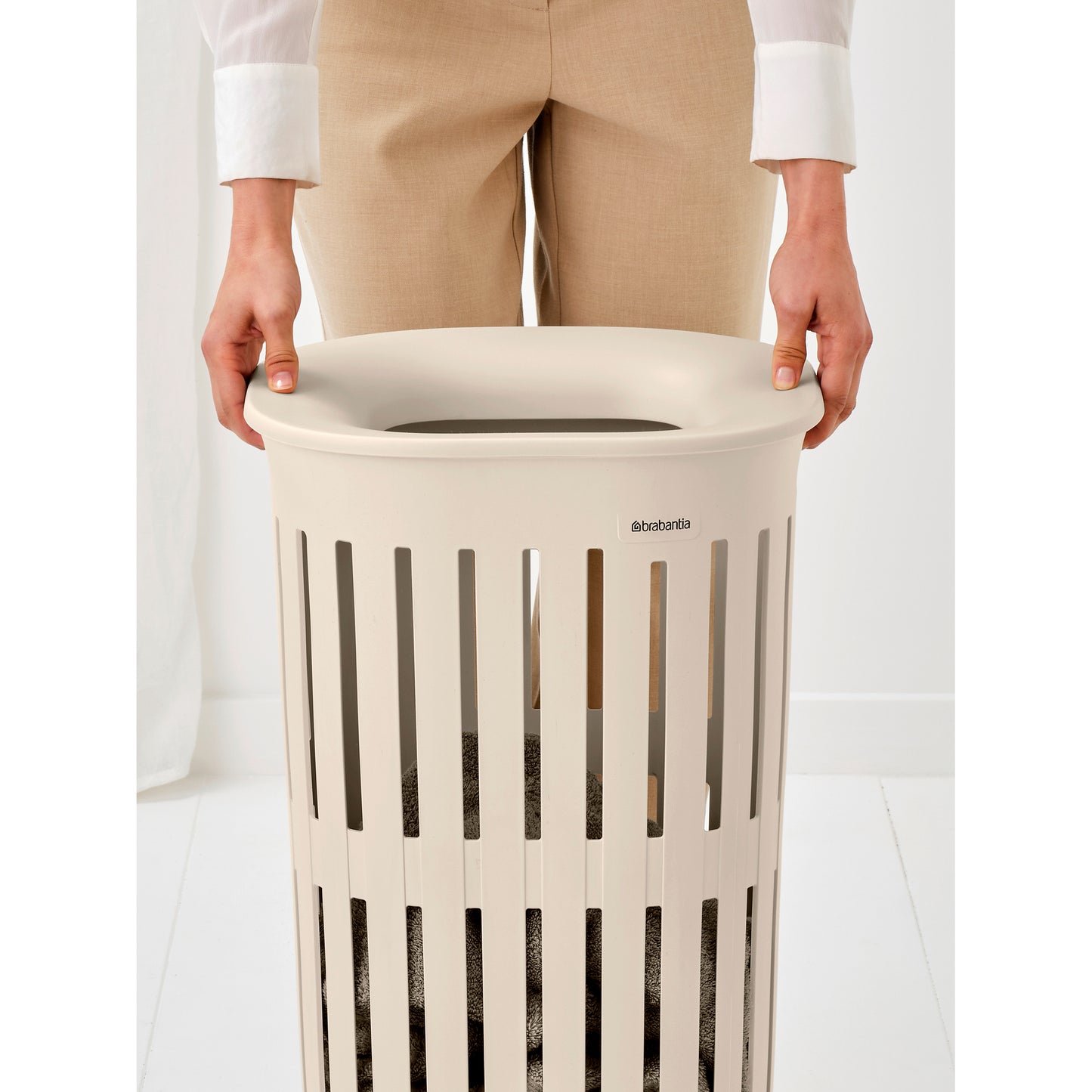 Collect-It Laundry Basket Hi 55L - Soft Beige - The Organised Store