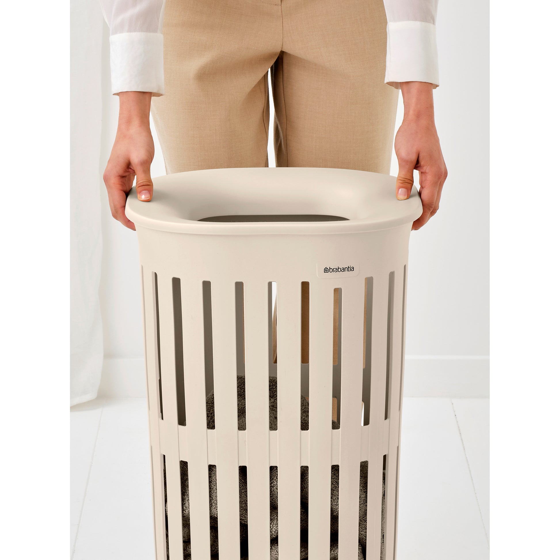 Collect-It Laundry Basket Hi 55L - Soft Beige - The Organised Store