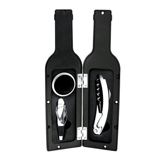 Wine Accessory Set in Bottle-Shaped Case