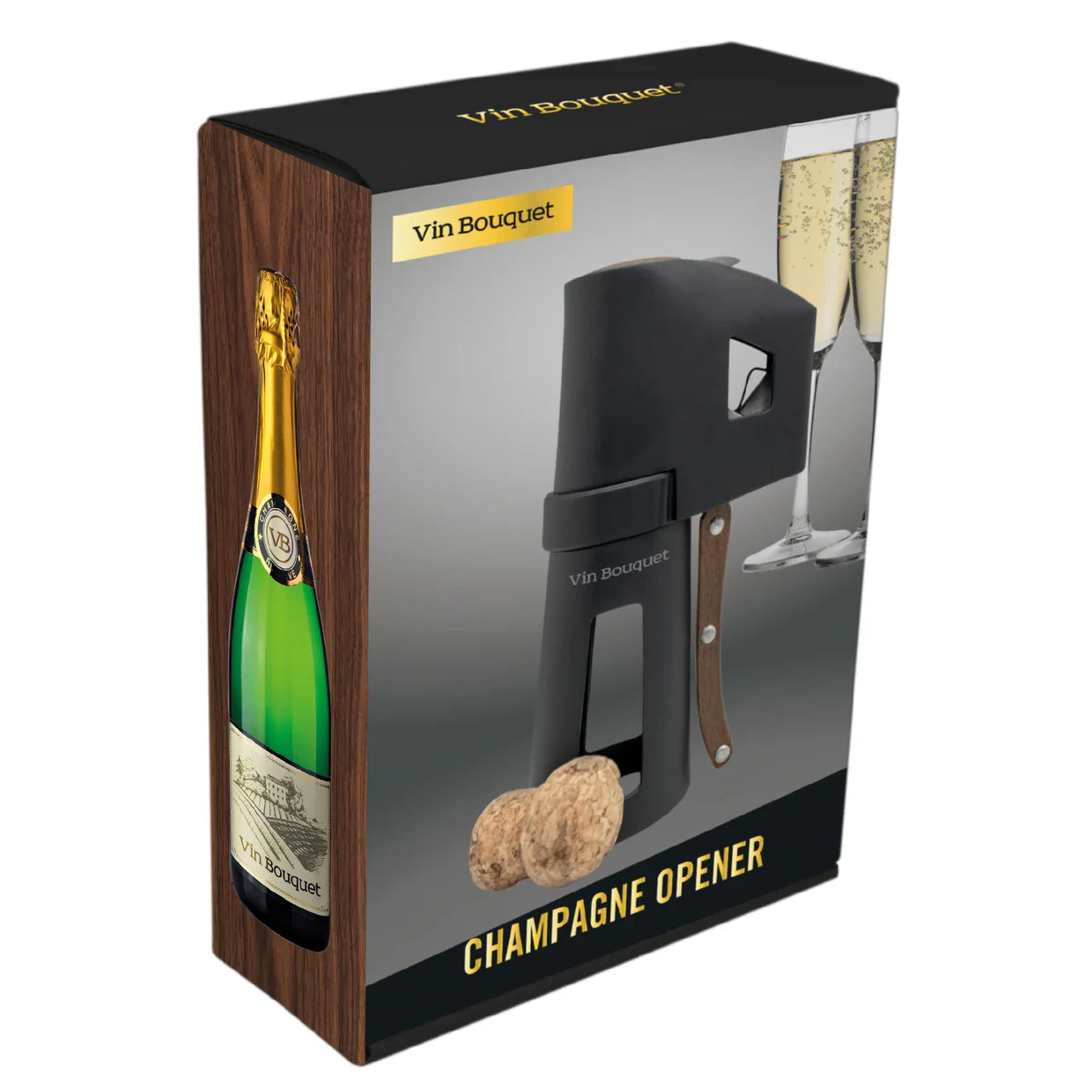 Champagne Opener with Ergonomic Wooden Handle
