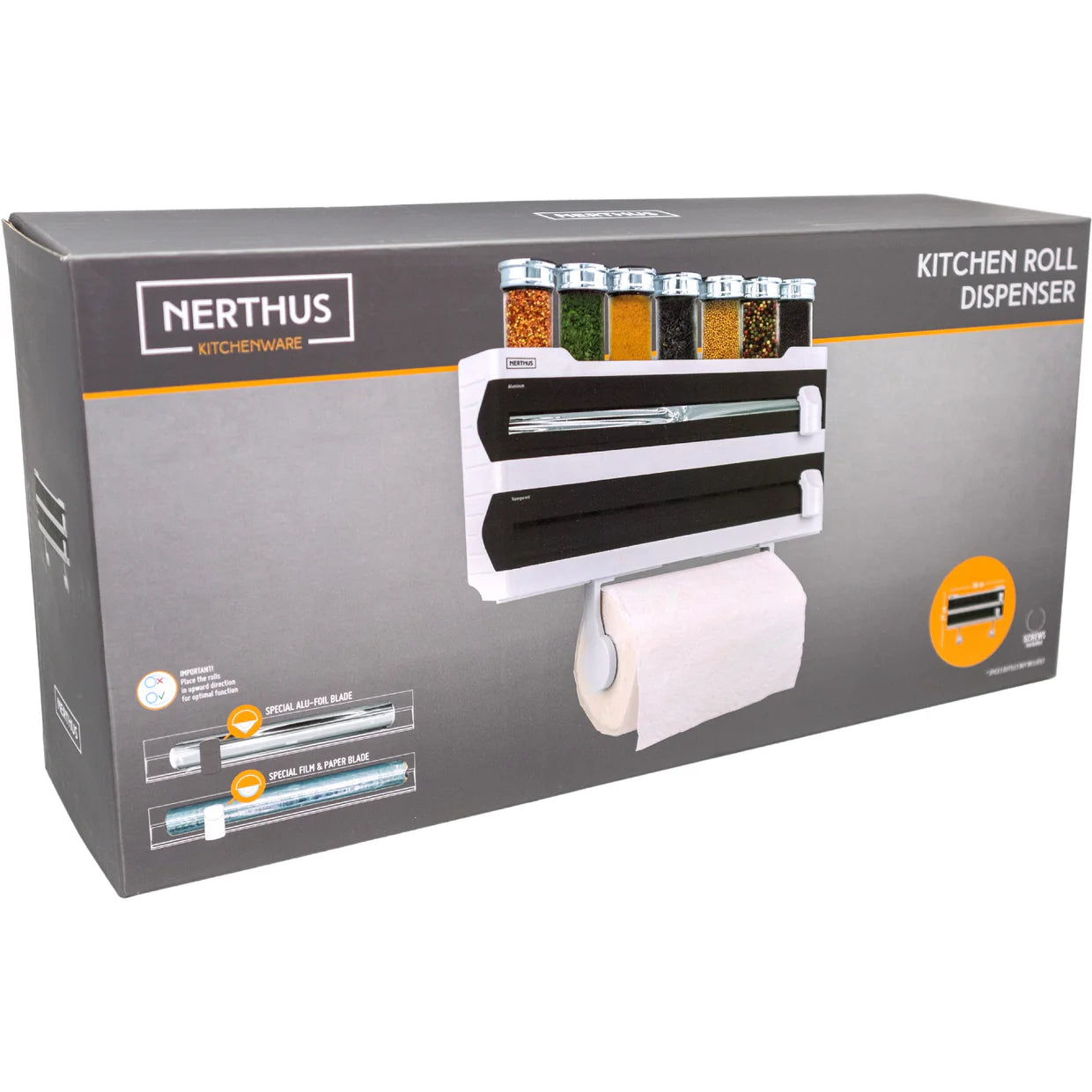 Wall-Mounted Kitchen Roll Holder With Triple Dispenser