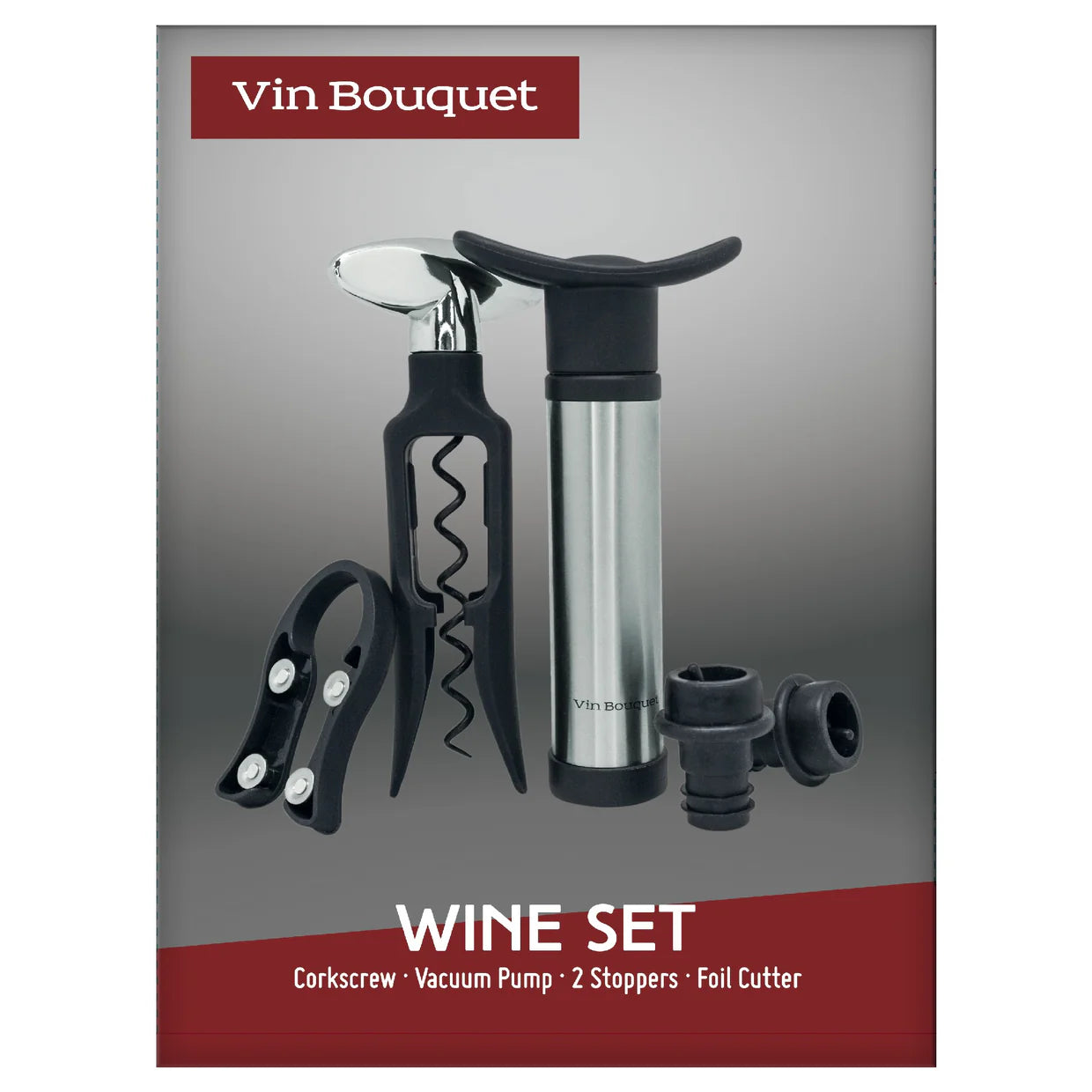 Vin Bouquet Twist Corkscrew & Vacuum Pump Set-Gift Set