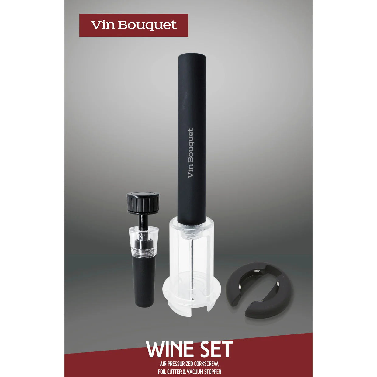 Air Corkscrew Set – Quick Opening and Vacuum Stopper