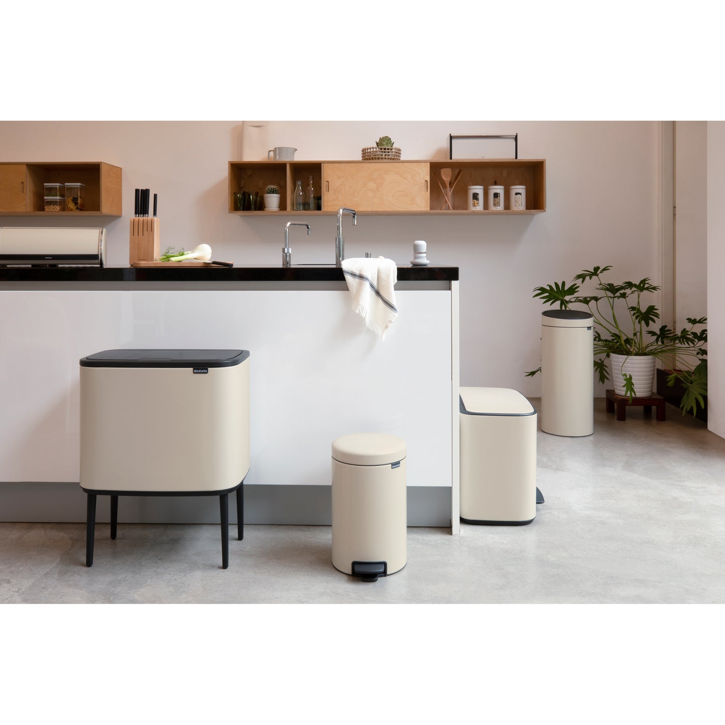 Bo Touch Bin- 11 + 23L- Soft Beige - The Organised Store