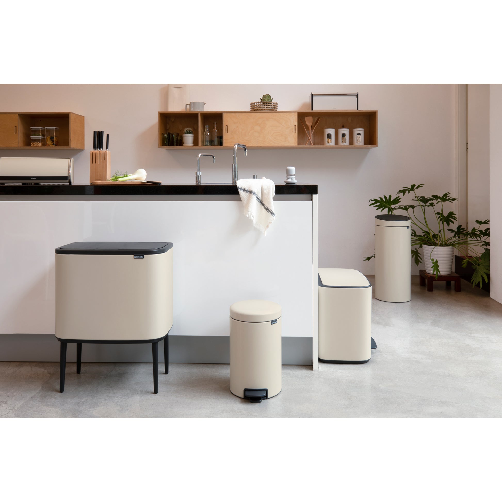 Bo Touch Bin- 11 + 23L- Soft Beige - The Organised Store