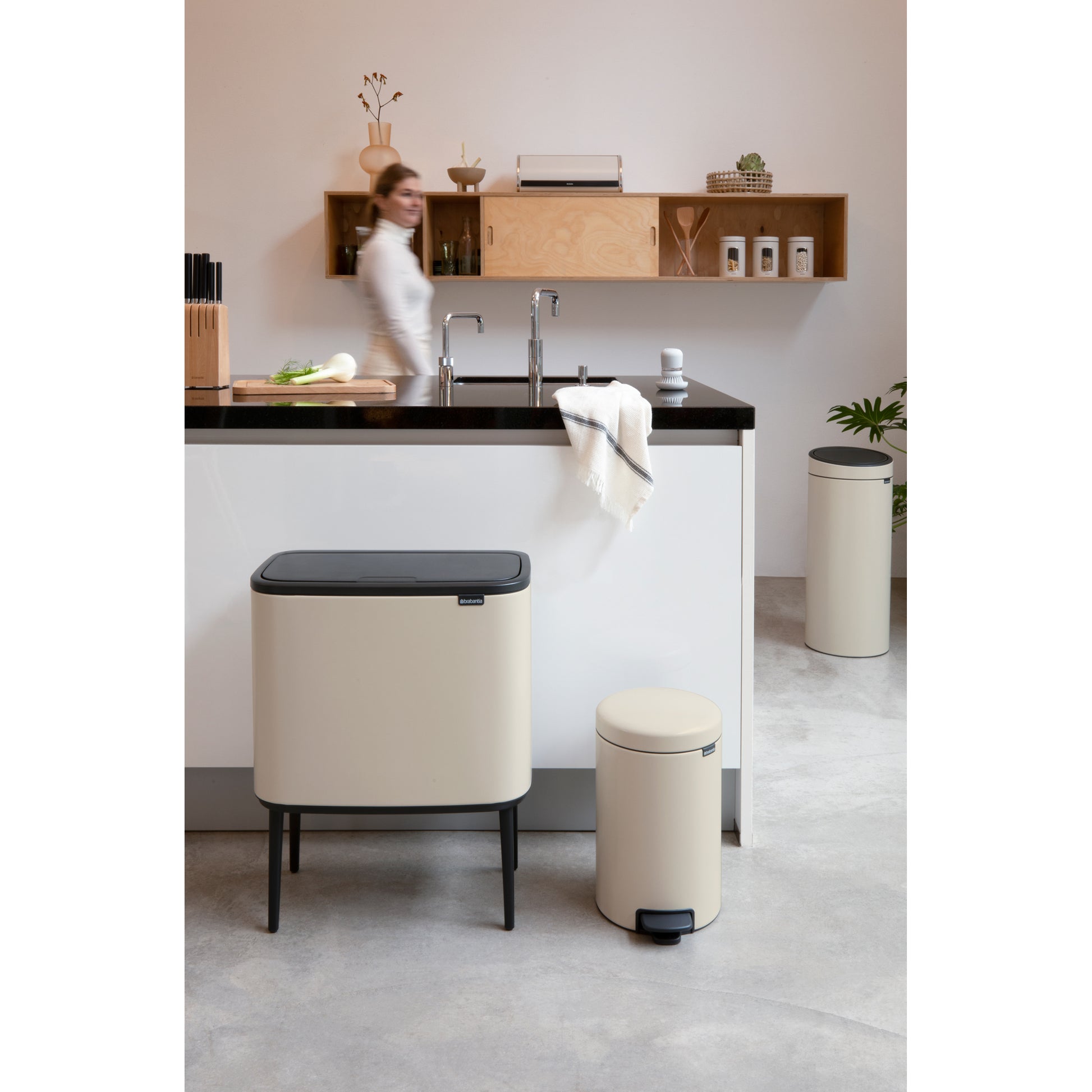 Bo Touch Bin- 11 + 23L- Soft Beige - The Organised Store
