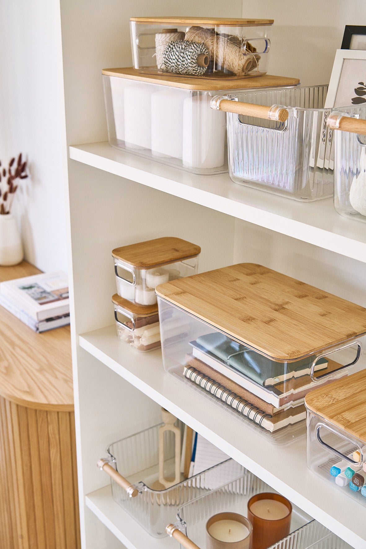 Storage Box Plastic& Bamboo -3-Piece Set