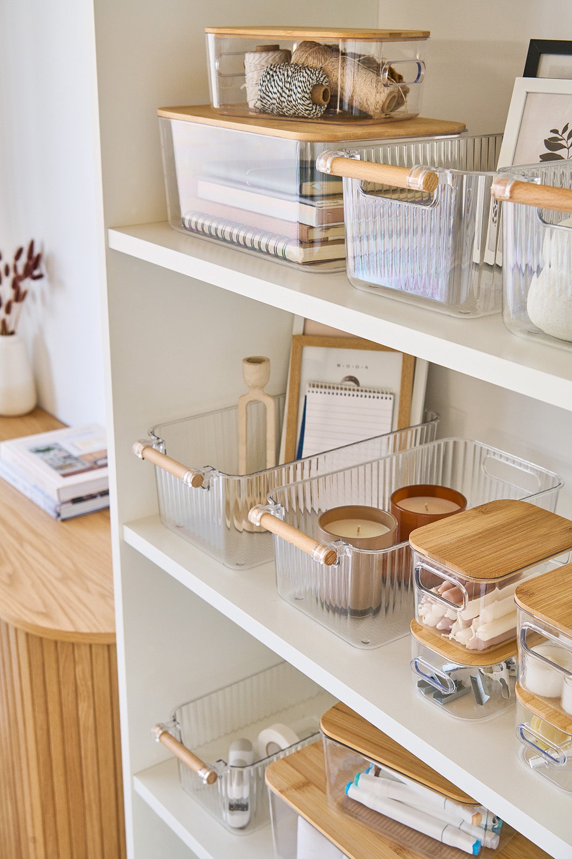 Storage Box Plastic& Bamboo -3-Piece Set