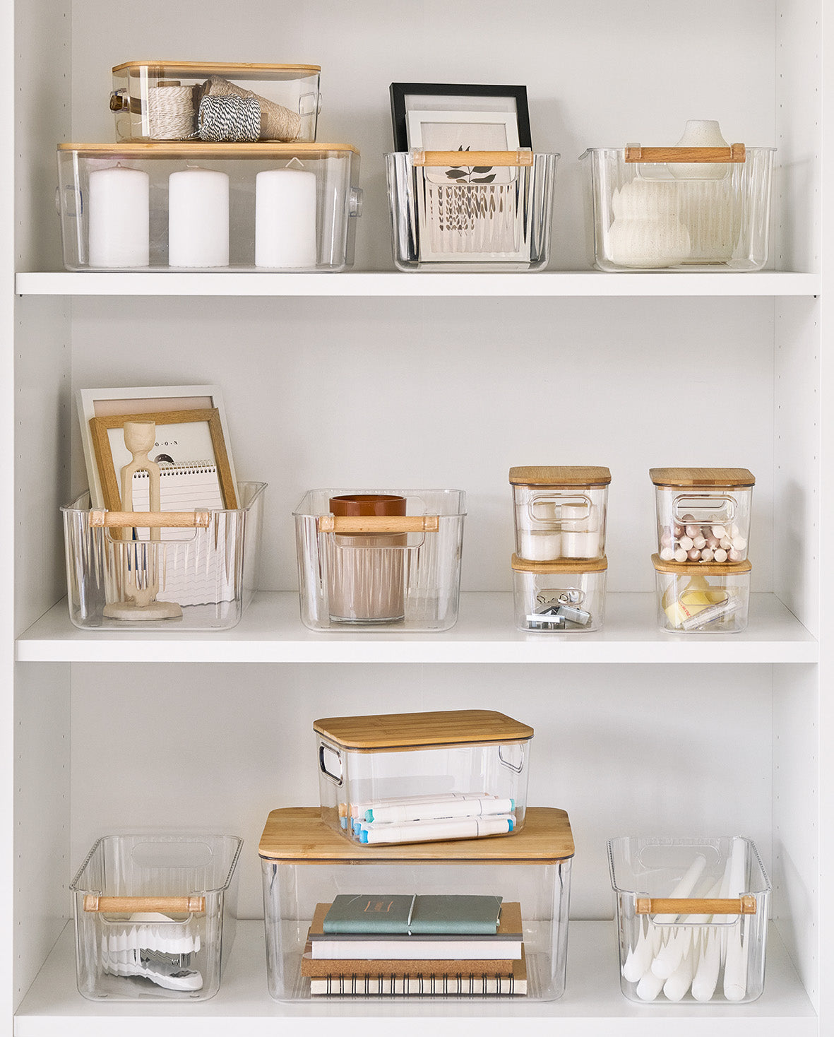 Storage Box Plastic& Bamboo -3-Piece Set