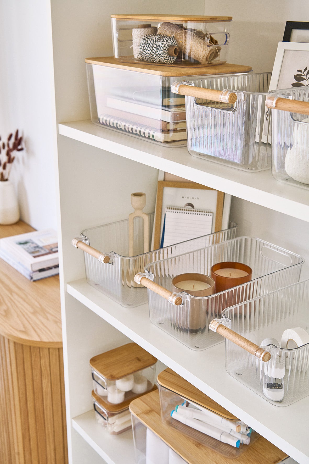 Storage Box Plastic& Bamboo -3-Piece Set