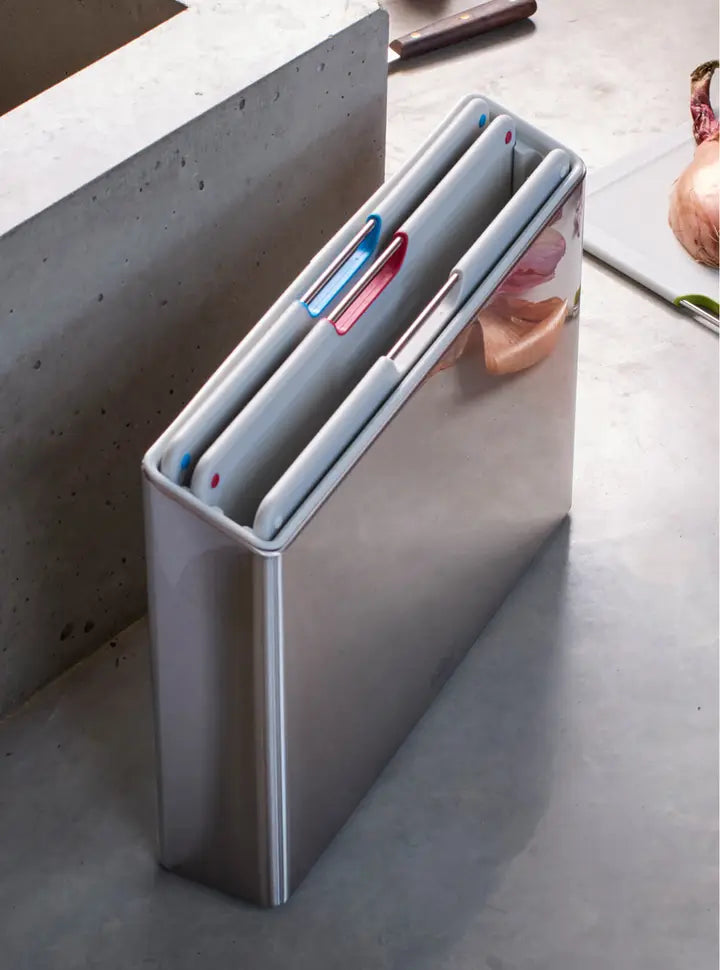 Steel 4-piece Stone Chopping Board Set With Stainless-Steel Case