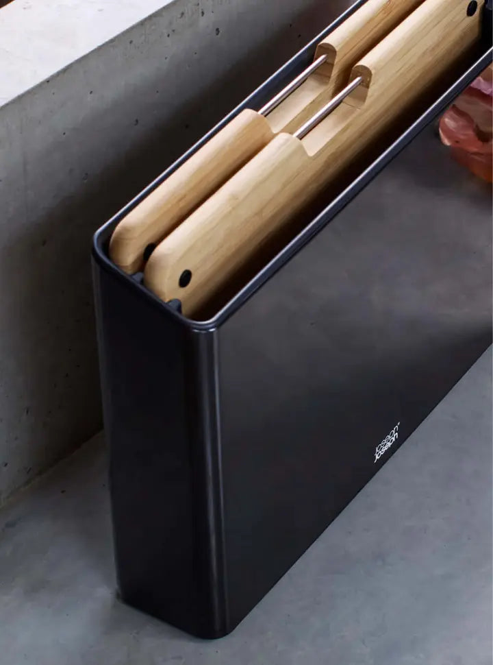 Steel 3-Piece Bamboo Chopping Board Set With Black Stainless-Steel Case