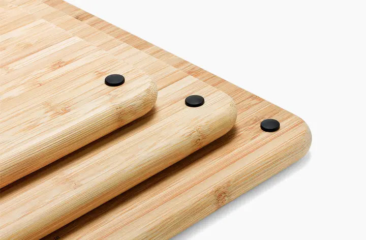 Steel 3-Piece Bamboo Chopping Board Set With Black Stainless-Steel Case