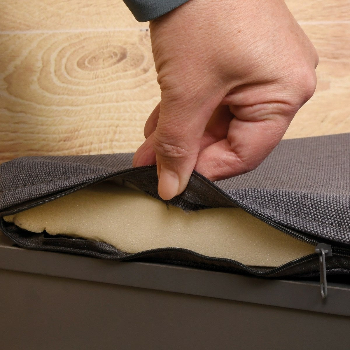 Shoe Cabinet With Seat Cushion Light Oak/Grey