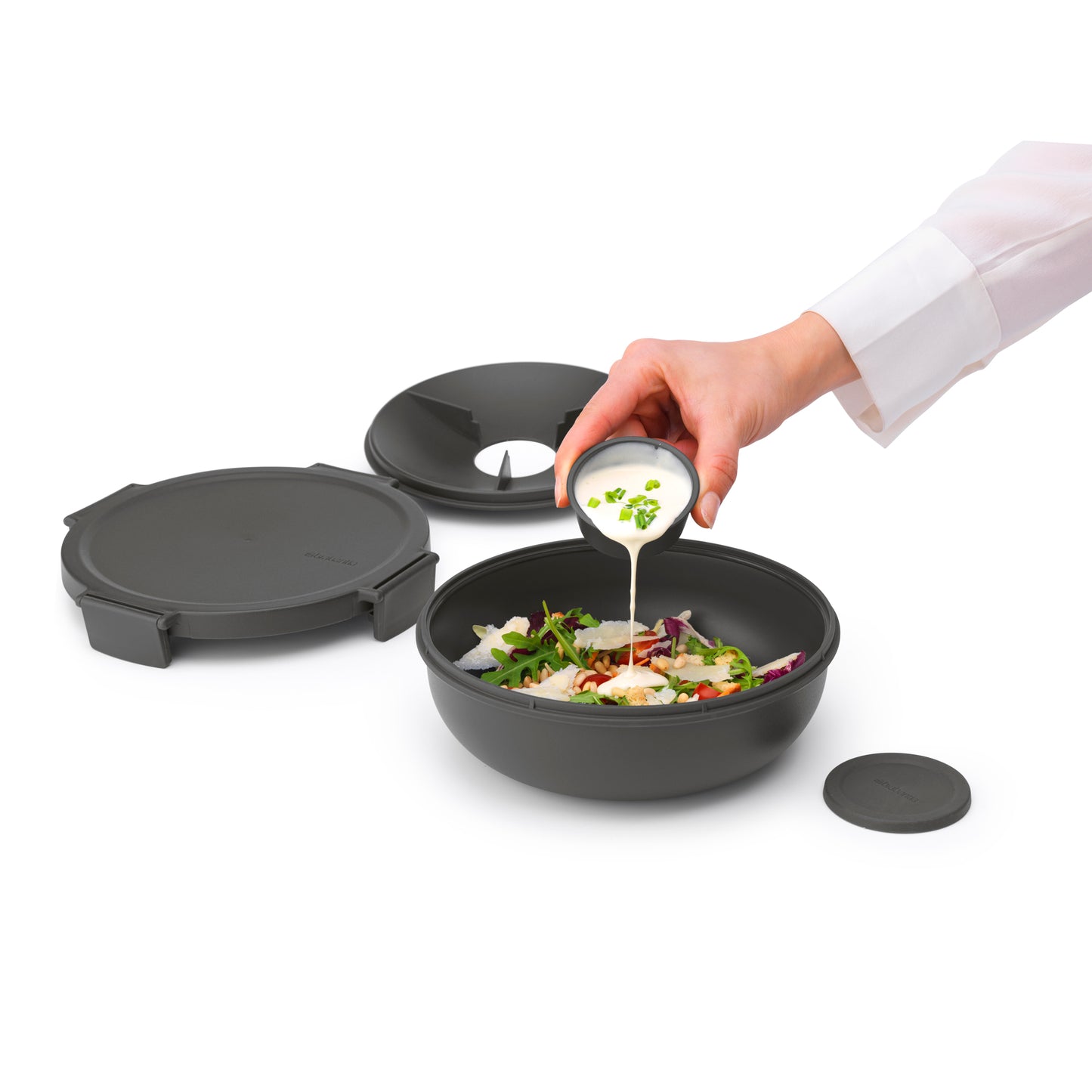 Make & Take Salad Bowl 1.3 L - Dark Grey - The Organised Store