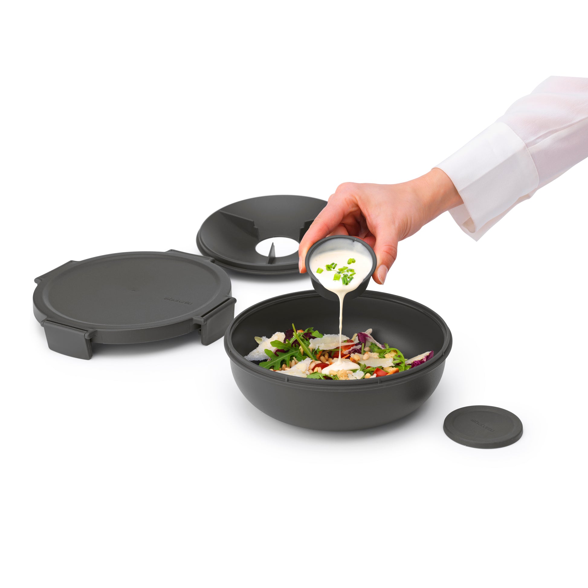 Make & Take Salad Bowl 1.3 L - Dark Grey - The Organised Store