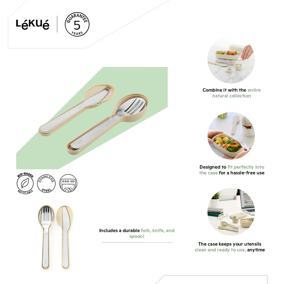 Natural Cutlery Set with Case