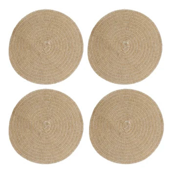 Creative Tops Hessian Placemats, Set of 4, White Mandala Design