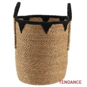 Laundry Basket - Straw And Cotton - Natural/Black - Various Sizes