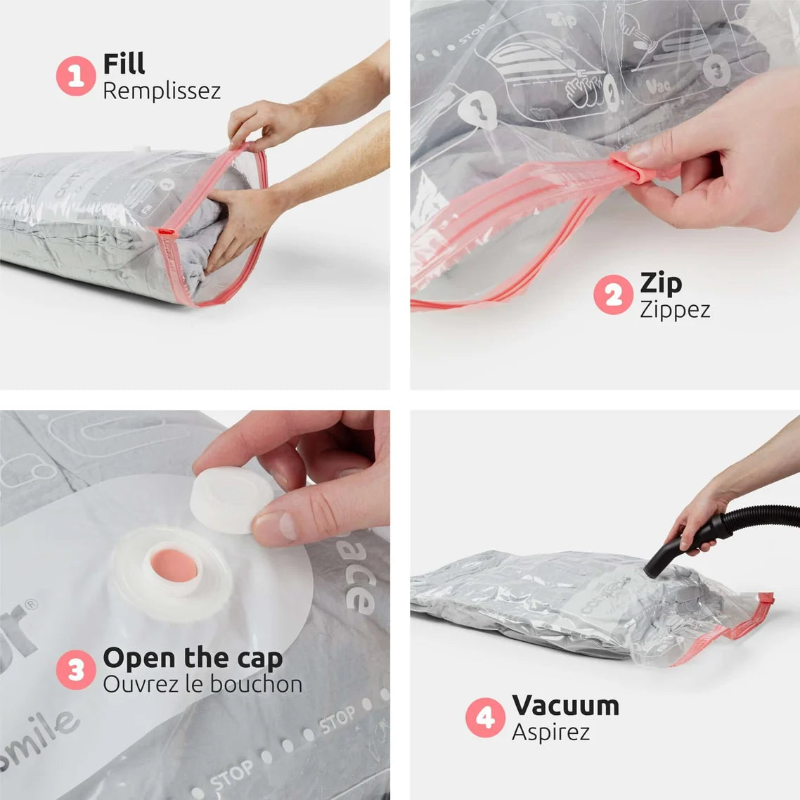 Set of 2 Aspispace Vacuum Storage Bags- Medium & Large