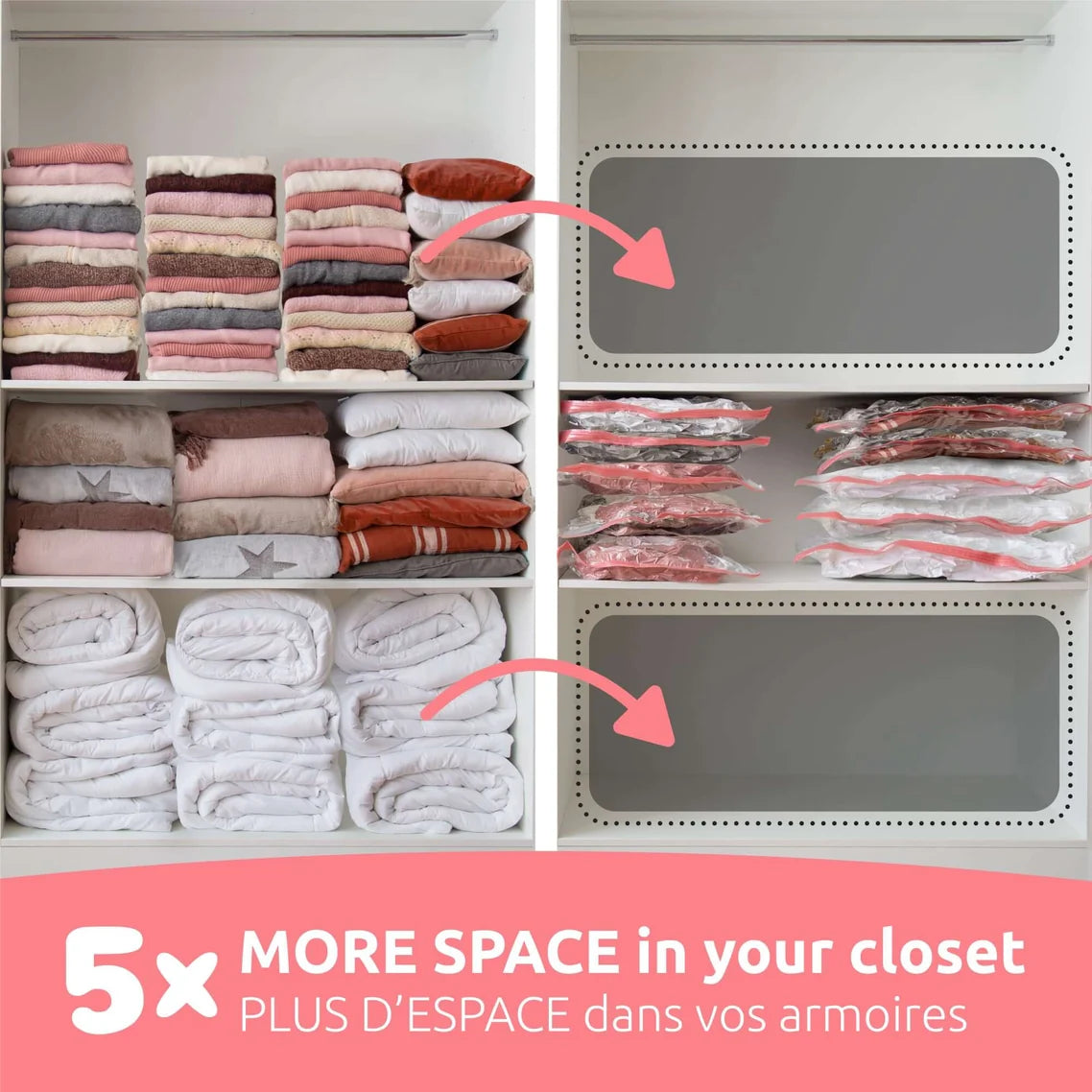 Set of 2 Aspispace Vacuum Storage Bags- Medium & Large