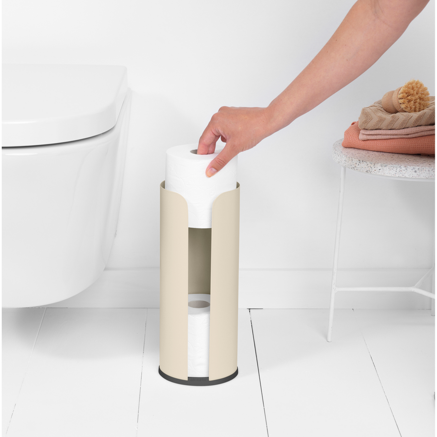 ReNew Toilet Brush and Holder-Beige Range - The Organised Store